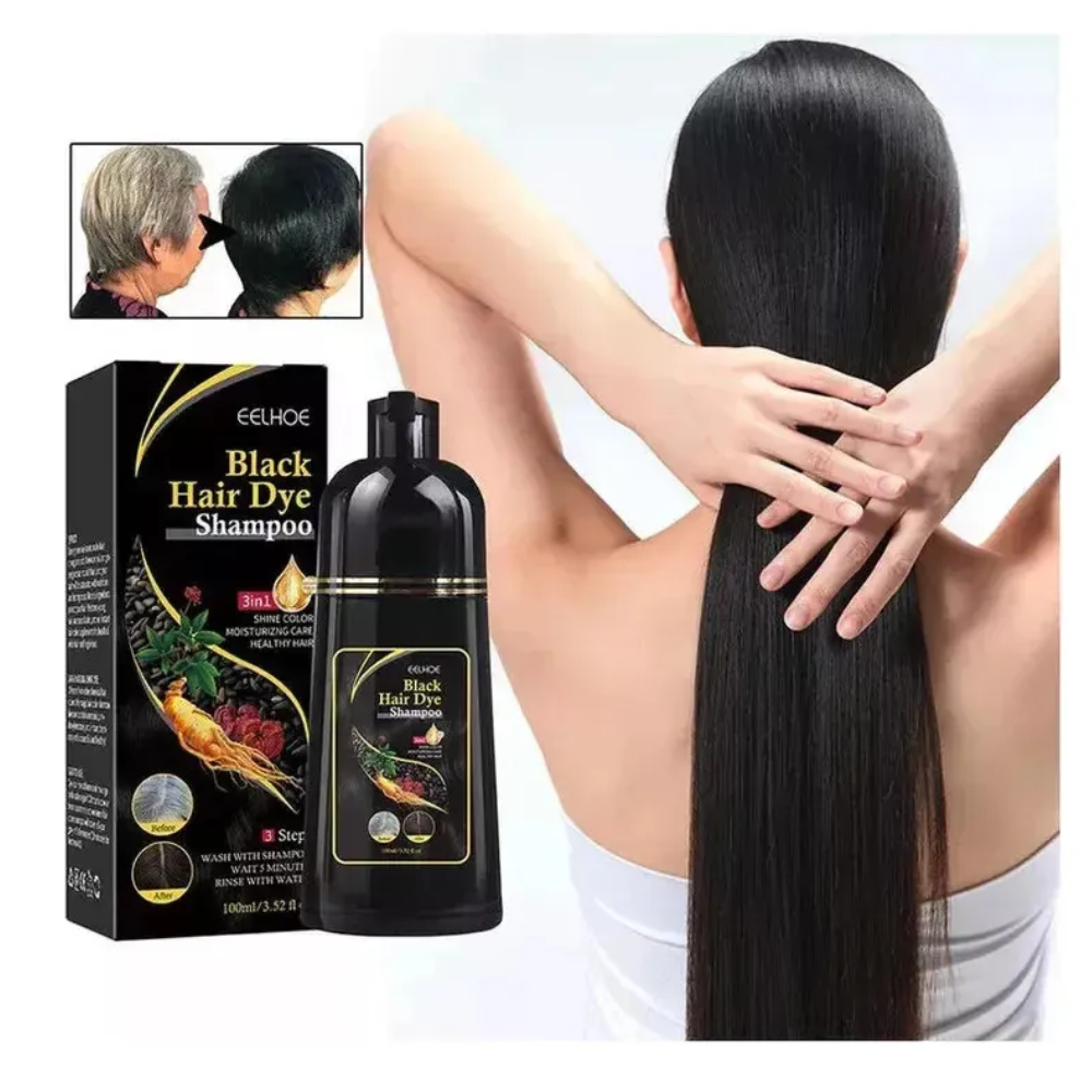 Shampo Tinte Negro Elimina Canas 500 Ml