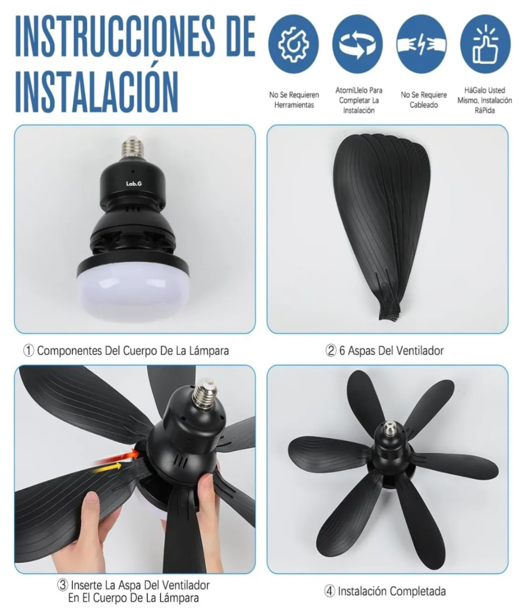 Lampara Luz Ventilador Techo✨